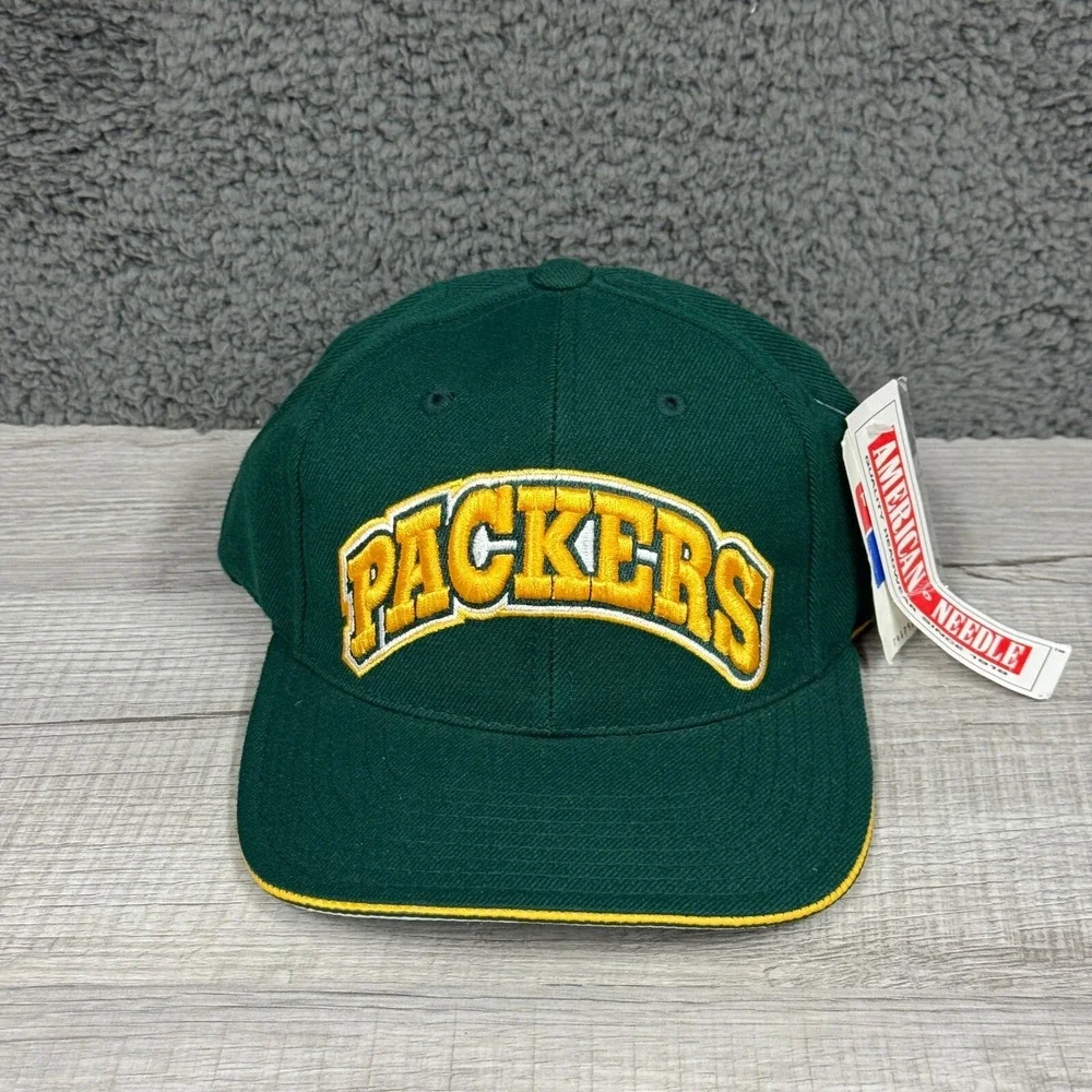 Vintage Green Bay Packers Hat Cap Strapback Adjustable Nfl American‎ Needle New